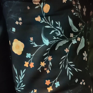 Black Printed Linen Fabric sold per yard