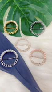ZK Jewellery 2 in 1 Buckle Scarf Ring Pearl Keongsang Cincin Tudung Bawal Hijab G3553
