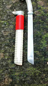 Golok Pamor Damaskus Asli Fulltanduk Bule Super Mulus