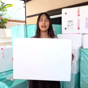 3ใบ+ถ้วยขาว+ถุงดำ/กล่องโฟมปลูกผักไฮโดรโปรนิกส์ลังโฟม ขนาด 10กก ความจุ 24ลิตร