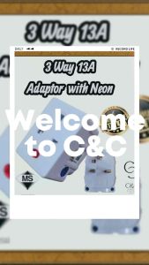 SIRIM 13A 3 WAY 3 PIN ADAPTOR WITH NEON 3PIN MULTI ADAPTOR PLUG