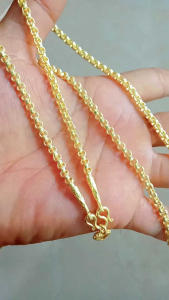 สร้อยคอทองเหลืองลายผ่าหวาย ขนาดเทียบเท่า 1 บาทเป็นงานทองเหลืองไม่ชุบสี