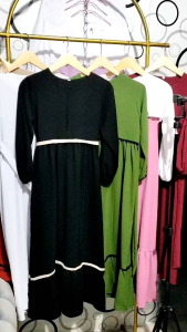 sadhila gamis anak perempuan 2025 bahan crinkle airflow reseleting depan ukuran 3-14 tahun fashion anak terbaru