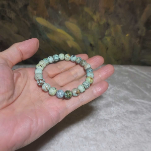 9mm+ Premium natural untreated Hubei Turquoise traditional old style beads bracelet [Natural Crystal]