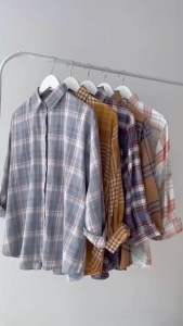 Kemeja flanel lenganPanjang Premium Kemeja Flanel Kotak Kotak Pria Wanita Casual Distro