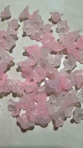 100 pcs frosted flower beads mix colors size 11mm pink color