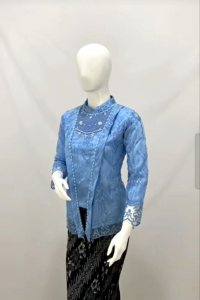 TERBARU STELAN KEBAYA KUTU BARU TULLE BROKAT LAPISAN FURING MIX PAYET MUTIARA-SATU SET KEBAYA MODERN MODEL KUTU BARU