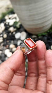 cincin batu akik yaman ahmer model kotak cutting