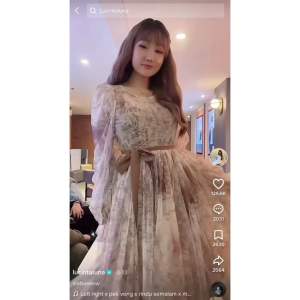 Gaun Acara Korea Lucinta: Lengan Panjang Floral & Gaun Elegant Dinner