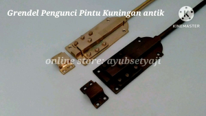 Grendel Batavia 70cm Kuningan pengaman pintu panjang 70 cm slot atas bawah gembok pintu 70cm pengunci pintu samping klasik kuno jadul pintu gebyok Grendel Pintu 70cm Kuningan Protugis Grendel antik Panjang