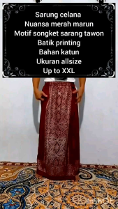 Sarung Celana Motif Songket Batik Printing Warna Merah Marun