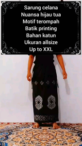 Sarung celana motif trompah batik printing warna hijau tua