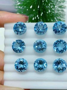 ธนาภรณ์✨พลอยบลูโทพาส 10 มิล รูปกลม พลอยแท้100%(GSH1097)