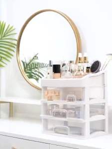 RAK KOSMETIK 3 LACI RAK TEMPAT KOSMETIK SUSUN MULTIFUNGSI SERBAGUNA LIPSTIK STORAGE BOX KERANJANG