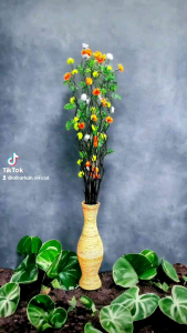 10 Batang Bambu Ulir Natural Anyelir Ungu Muda 150 cm (Tidak termasuk vas/pot)