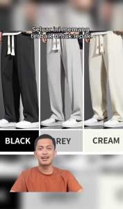 korean straight cut pants men casual sports pants ice slik drawstring pants seluar casual lelaki bertali [K30]