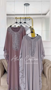 Alice Raline Kaftan Abaya Arab Baju Kelawar Sulam Mewah Chiffon Embroidery