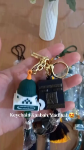 Hanging Car Keychain Islamik Mekah Madinah Kubah HijauTassel Keychain Pendant KeyRing Gift Fashion Accessories Pendants