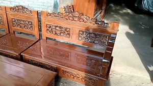 Kursi Tamu Sofa Sudut Ukir Bagong Krawangan Kayu Jati Harga Termurah