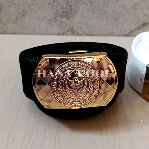 Sabuk pdh kementrian imi kuningan motif logo timbul tali sabuk bisa request (hitam/putih)