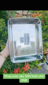 Khay inox 304 hình chữ nhật khay sâu xịn