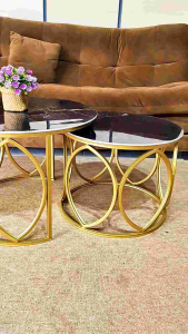 Meja Ruang Tamu Minimalis VELOVA / Meja Kopi / Meja Tamu Bulat Aesthetic / Furniture Ruang Tamu / Meja Industrial