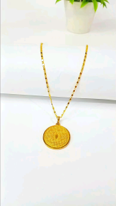 Kalung Liontin Koin titanium anti karat