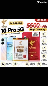 Flycdi BLP983 phone Battery 5500mAh for Realme 10 Pro 5G RMX3660 RMX3661 RMX3663 High Capacity Replacement Battery