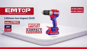 สว่านกระแทกไร้สาย 3 ระบบ 🔥EMTOP รุ่น ECDL20602 เจาะเหล็ก ไม้ ปูน แบรนด์ระดับโลก บัสเลสมอเตอร์ แบต20V 2ก้อน คุณภาพเทียบเท่ามากีตาร์บอส ดีวอล