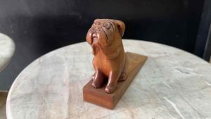 ที่กั้นประตู ไม้แกะสลัก บุลด็อก ขนาด 4x17x10cm ไม้กั้นประตู ที่หยุดประตู กันกระแทก กันประตูปิดเปิด ไม้เนื้อแข็ง Carved Bulldog Wooden Door Stopper