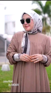 julia hijab by andari // dress ceruty set hijab printing by andari // gamis ceruty babydoll premium