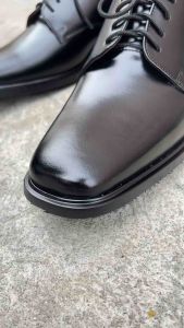 KANKUN Mens Leather Derby Shoes รองเท้าคัทชู หนังวัวแท้ เกรดพรีเมี่ยม ทรงหัวตัดสวยดีไซน์ทันสมัย แบบผูกเชือก หนังขัดมันเงา พื้นนุ่มพิเศษ ใส่สบาย