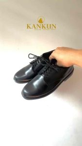 KANKUN Plain Toe Derby Shoe รองเท้าคัทชู หนังวัวแท้ เกรดพรีเมี่ยม ทรงสวยดีไซน์ทันสมัย แบบผูกเชือก 5 รู หนังนิ่ม พื้นนุ่มพิเศษ ใส่สบาย