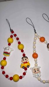 Sinchan Beads Phonestrap Tali Gantungan HP Karakter Crayon Shinchan Himawari Shiro Lucu Manik Warna Warni Tali Handphone Phone Strap Handmade Fashion