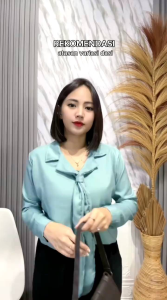 MOSELEE TOP BLOUSE ATASAN KOREA BLOUSE WANITA VARIASI DASI SHAKILA / ATASAN KERJA WANITA