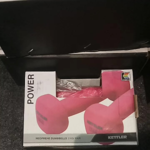 Kettler Neoprene Dumbbell (2kg/pair) Pink 701-000 100% original seperti gambar ori kettler 2kg neoprene dumbbells 2kg