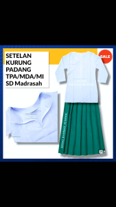 Setelan Baju Kurung Padang Rok Hijau Seragam Sekolah SD MI Madrasah Ibtidaiyah TPA MDA TPQ Ngaji