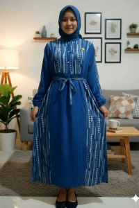 Adibah dress gamis lebaran 2026 bahan crinkle kombinasi motif terbaru/Gamis crinkle jumbo busui/gamis lebaran