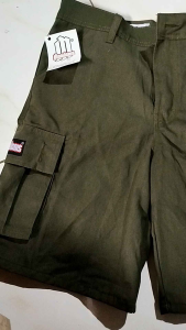 MANDEMS - Celana Cargo Pendek Hijau Army Reguler Katun Twil