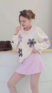 🚨โค้ดลดเหลือ 455.- Cottoncandy 💜New Dokmai korea set ชุดเซ็ทดีเทลปักลายดอกไม้ พร้อมกระโปรงทรงน่ารัก สีละมุนมากค่า