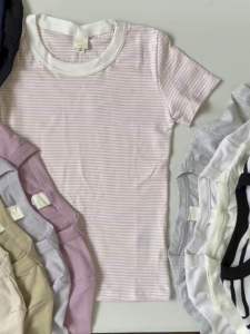 Ladies Tops Tshirt Plain Stripe