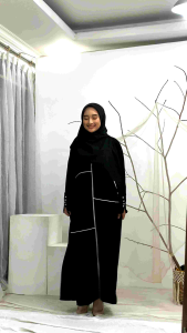Abaya Najwa / abaya jetblack / abaya hitam pekat / abaya syari / abaya muslimah / gamis terbaru / gamis syari