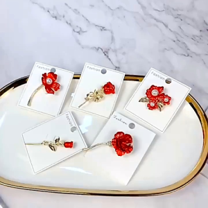 Bros Merah Bunga Mawar Lily Peony