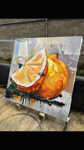 Lukisan Aesthetic Abstrak Jeruk Lemon & Dekorasi Dinding Kamar