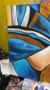 Lukisan Tangan Abstrak dengan Bingkai Fiber Minimalis - Future Art Painting