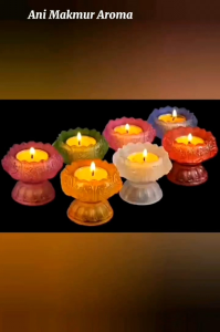 Tempat Lilin Tealight Kristal Teratai Warna Warni