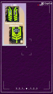 Dakkisport security riders vest with reflective yellow and red accents for visibility.