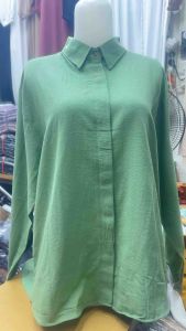 Kemeja Wanita Katun Linen Variasi Kancing Belakangkatun linen
