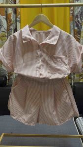 Two-piece Set Short-Sleeved Button-up with Matching Shorts