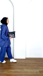 Jas Hujan Setelan Pria Wanita Bahan PVC Tebal Kuat Elastis